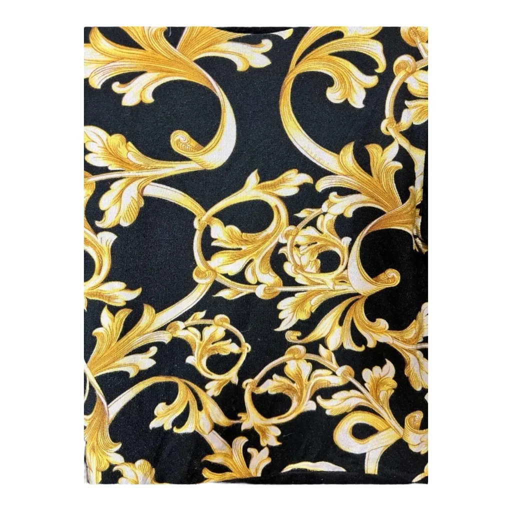 Black & Gold Baroque Scroll Print Long Sleeve Top – Size Small - Image 3