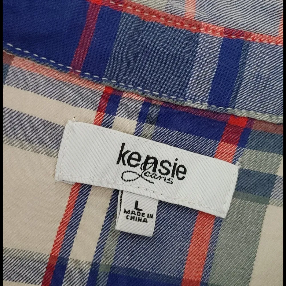 Kensie Jeans Plaid Semi Ruffle Button Shirt Top - Image 5