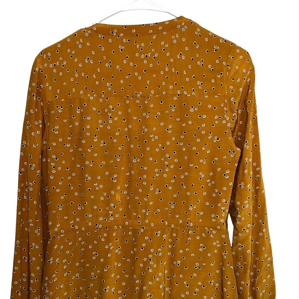 Boden Trumpet Sweet Flower Corrina Pleated Long Sleeve Dress sx 6 Yellow - Image 13
