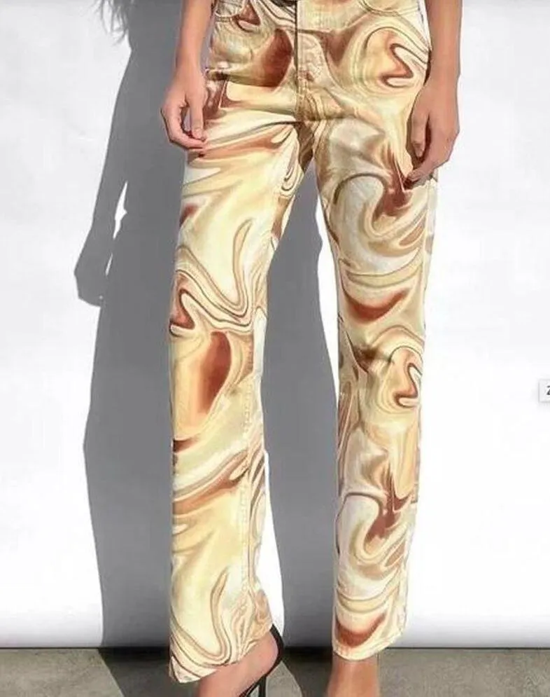 ★ Zara Mid Rise Marble Printed Jeans ★ - Image 4