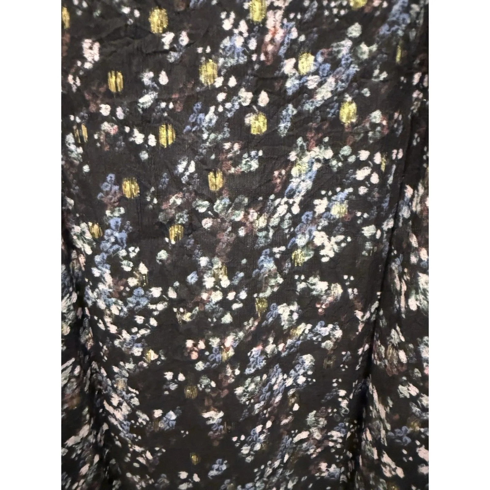 Lavender Brown Black Floral 100% Silk Flowy Skinny Strap Mini Dress Large L - Image 3