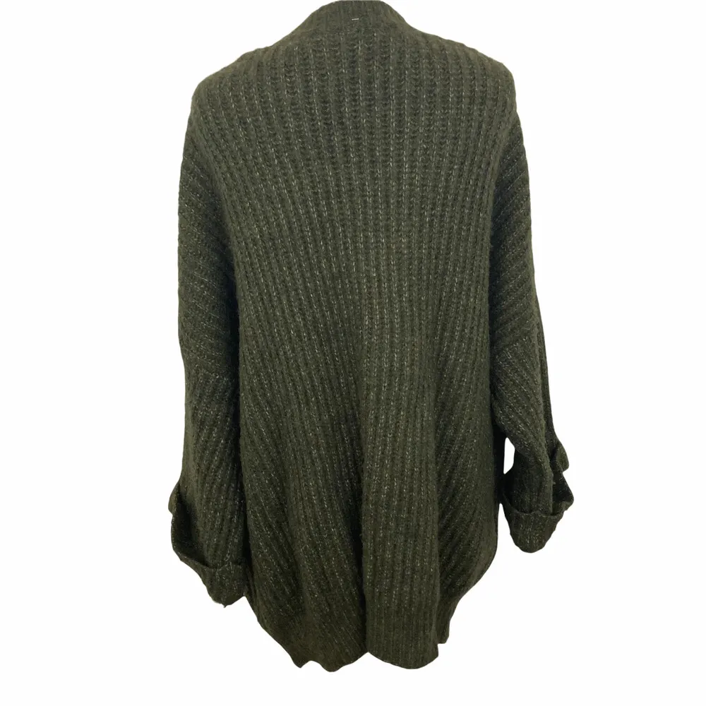 N21 Oversized Ribbed Knit Olive Green Cardigan Sweater Designer Cardigan Size M - Image 2
