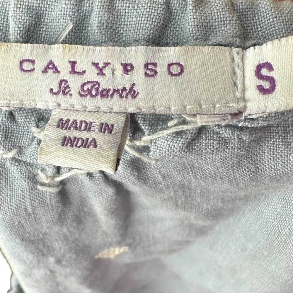 Calypso St. Barth Embroidered Chambray Blouse Small Boho Chic - Image 8