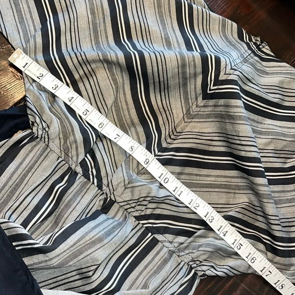 Vintage modest dress vertical stripes with belt 1980s 1970s - Image 6