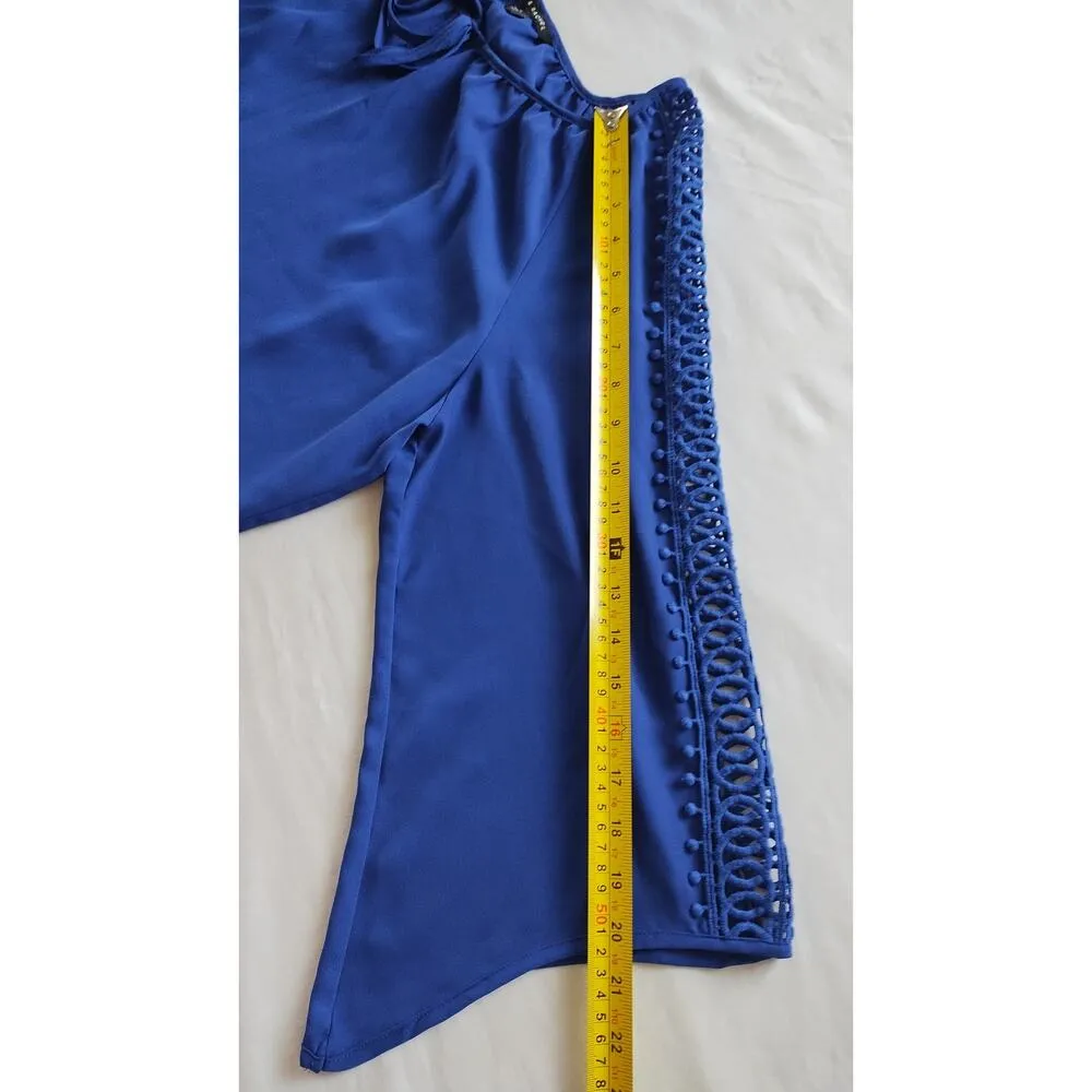 Zac And Rachel women's large blue blouse 3/4 Split sleeves with cross knot tops - Image 11