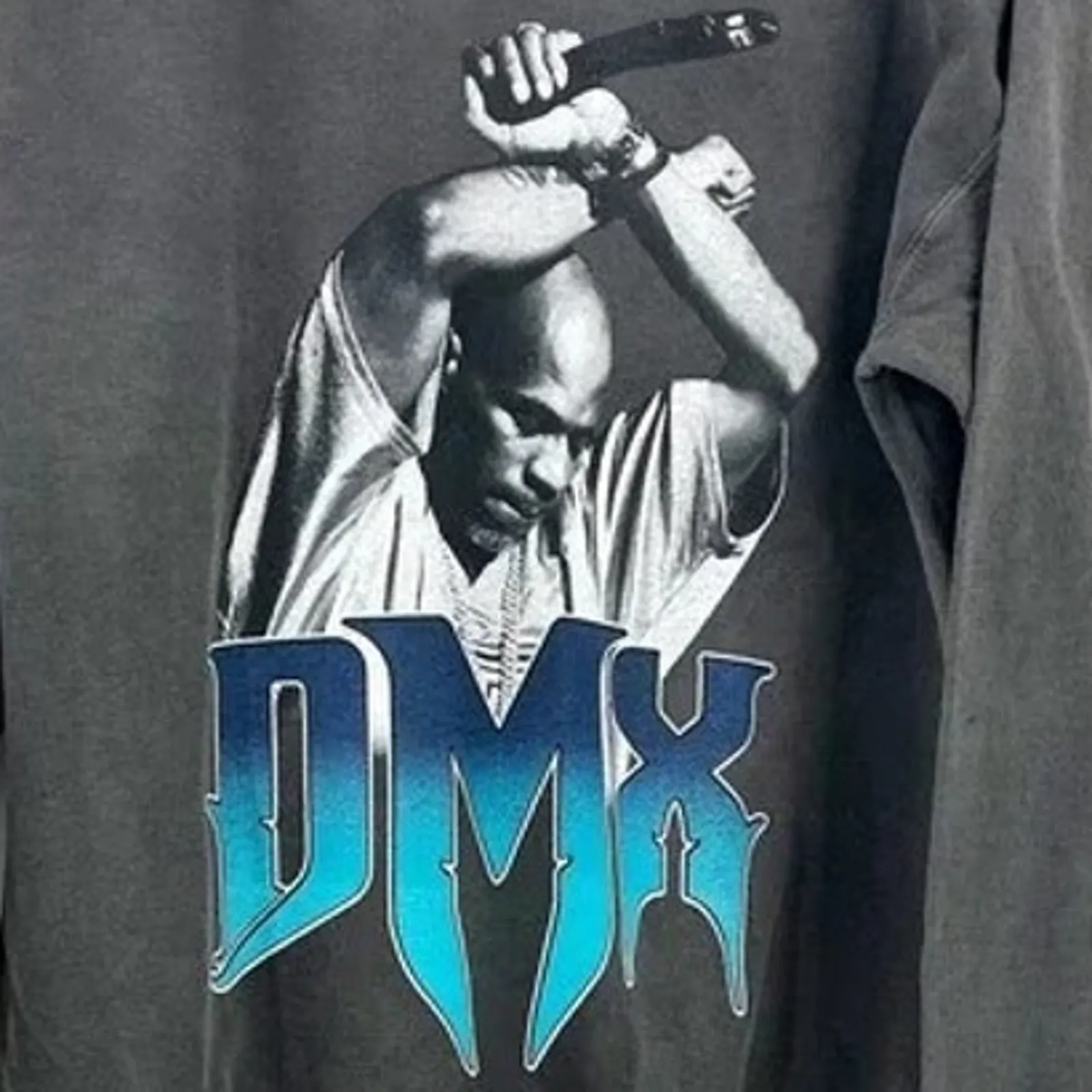 DMX Vintage Style Arms Crossed Graphic Print Sweatshirt Unisex XL Grey Blue Gray - Image 9