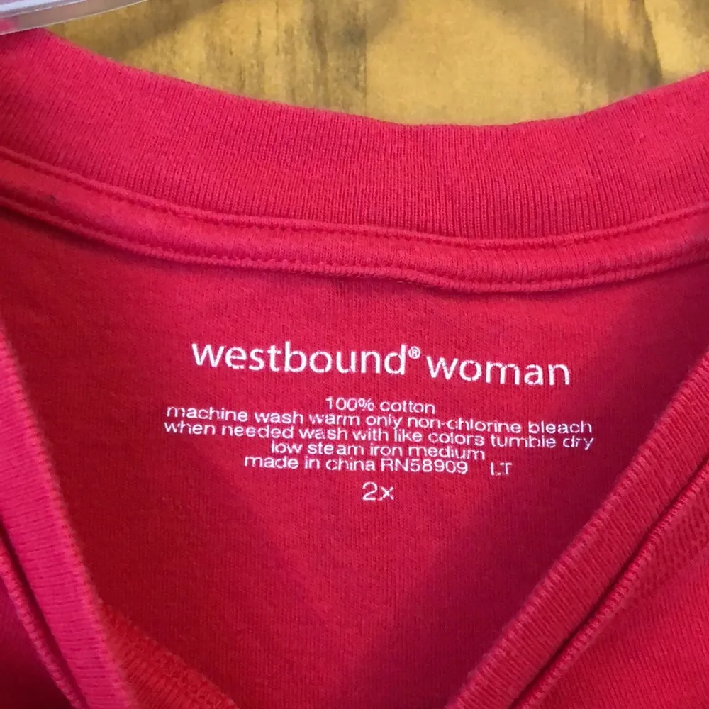 Westbound Woman Long Sleeve Red Tee 2X - Image 3
