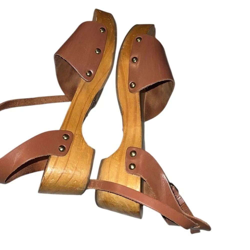 Rag & Co Brown Leather Women's Sandals Size 8 - Image 3