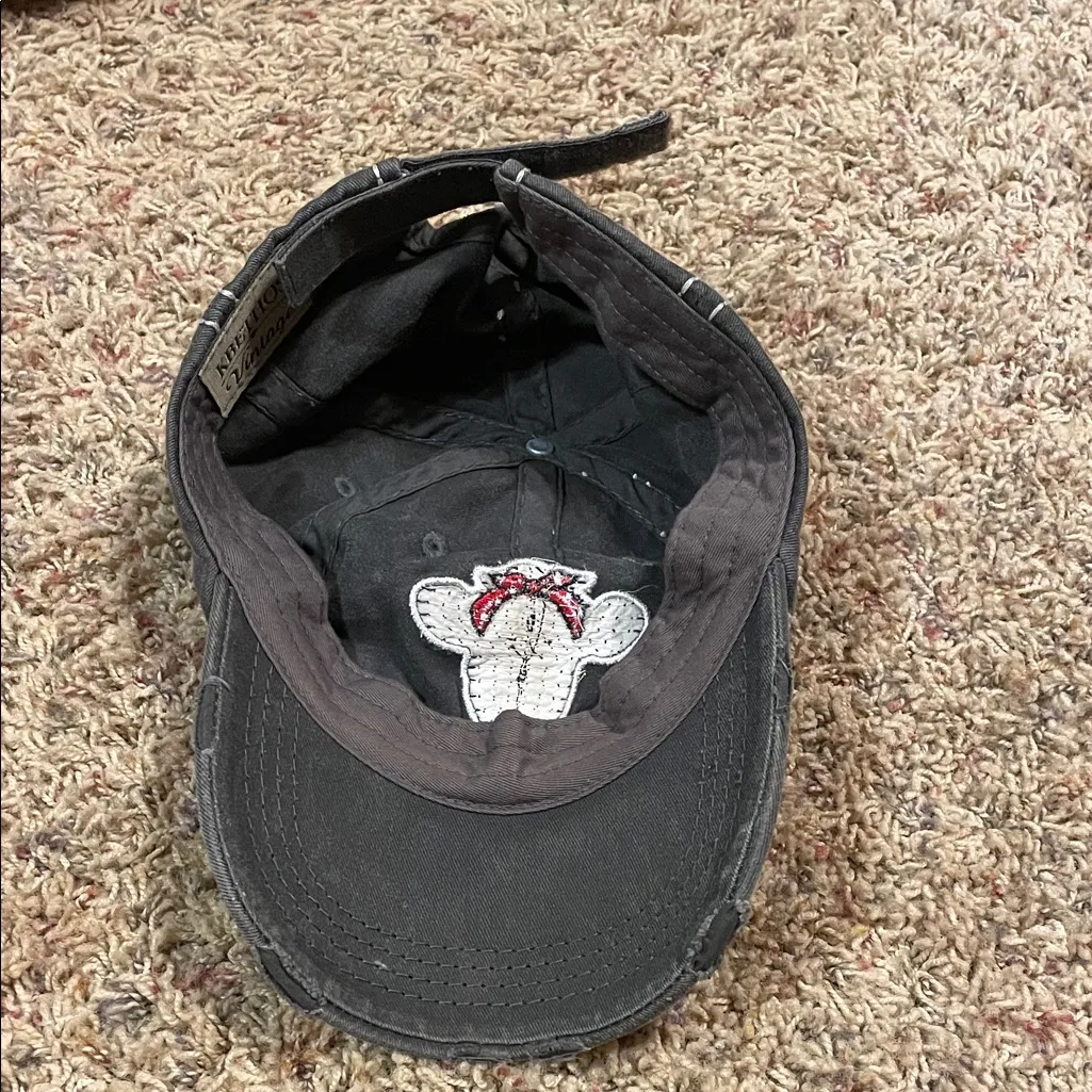 KBETHOS Black Distressed Cap with Cow Design - Image 2