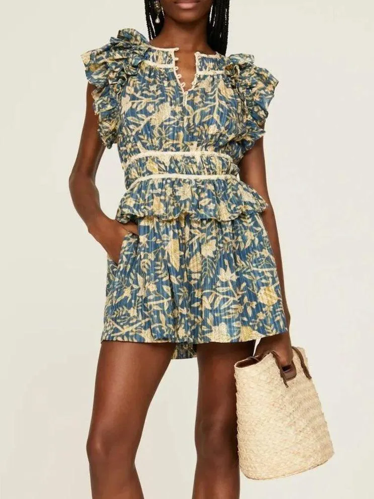 Ulla Johnson Endah Ruffled Printed Playsuit in Lanai Floral Romper - Image 15