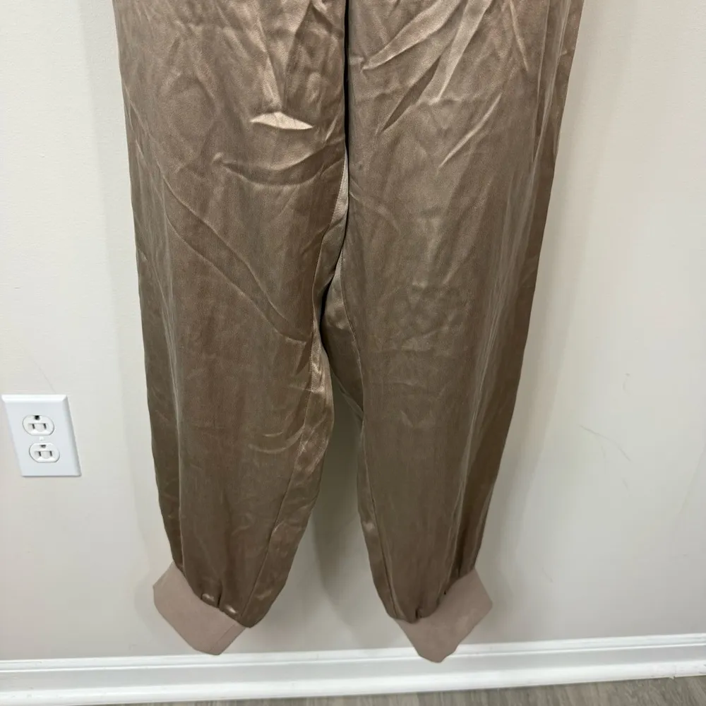 Rich & Skinny Gold Silk Joggers in Size Large - Image 7