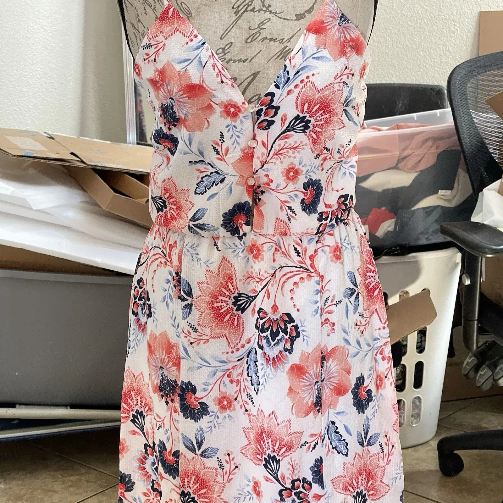 Midnight Doll Maxi Dress Sz 7 Floral Garden Bohemian Soft Boho Chic Resort - Image 5