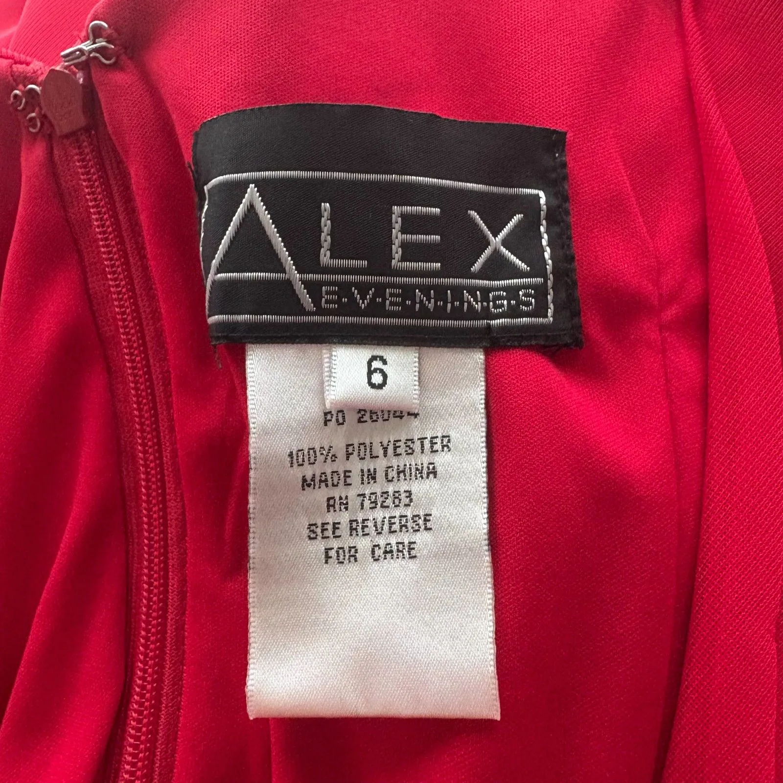 Alex Evenings Chiffon Short Cocktail Dress‎ Red Pearl Embellished Waist Size 6 - Image 6