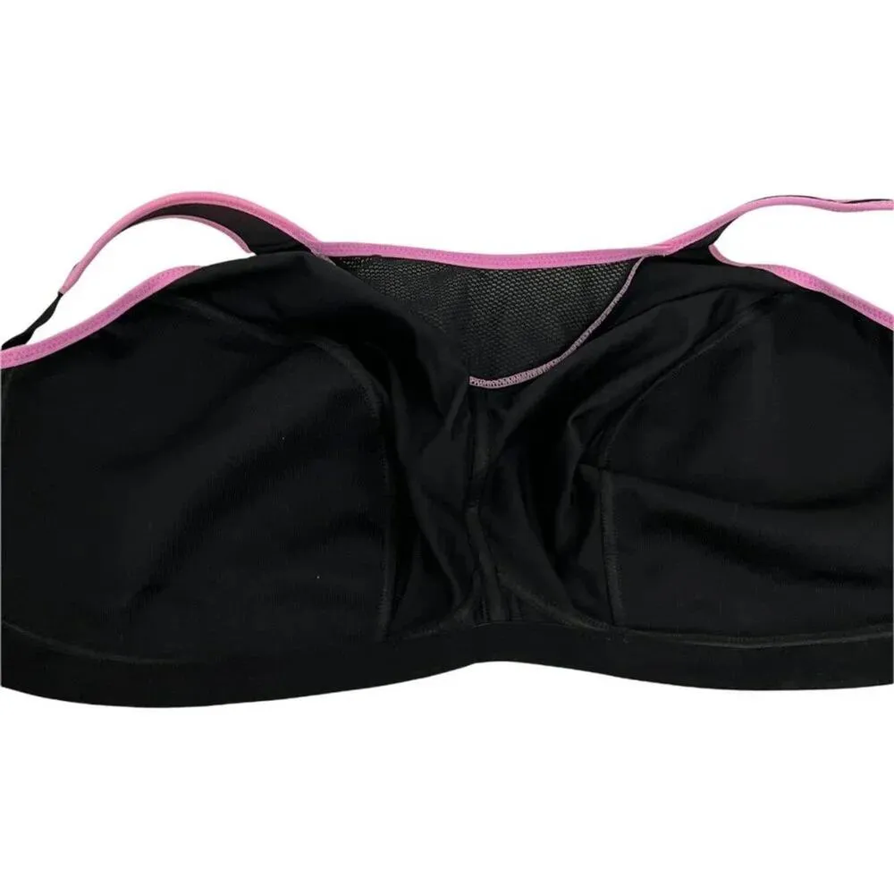 Glamorise No Bounce Cami Wire Free Sports Bra 1066 Black Pink 48F Size undefined - Image 6