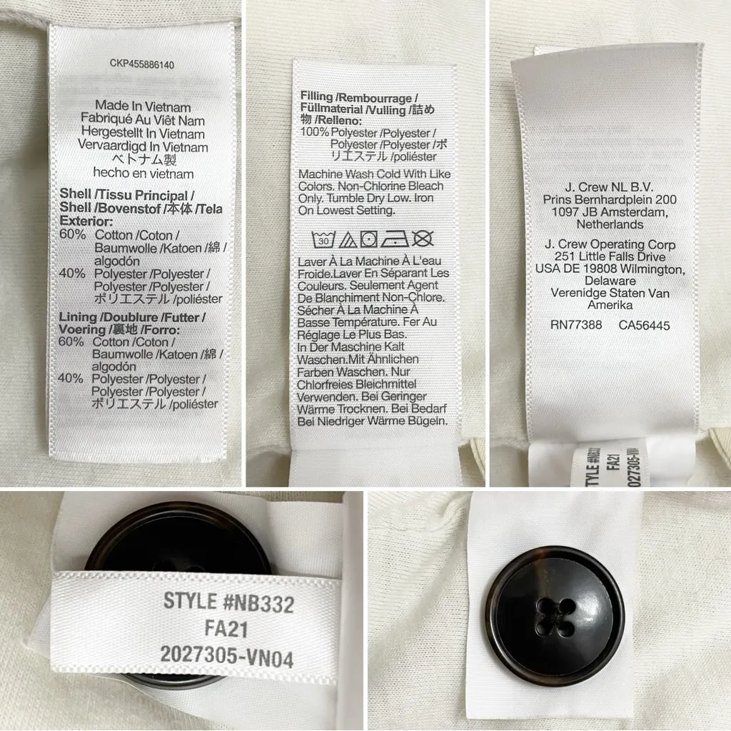 Madewell Shawl Collar Heathered Gray Quilted Puffer Jacket Size XL Button Front - Image 12