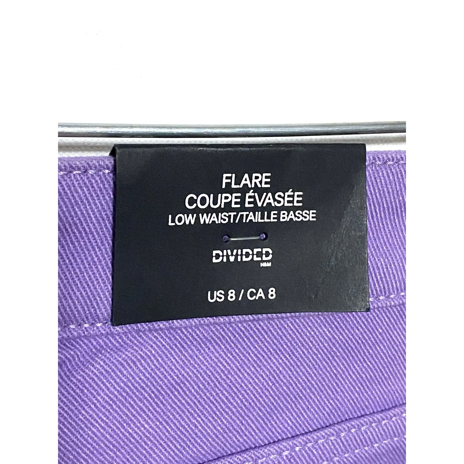 H&M Purple Pastel Jeans Flare Low Waist Denim Womens 8 Stretch Spring Boho NWT - Image 3