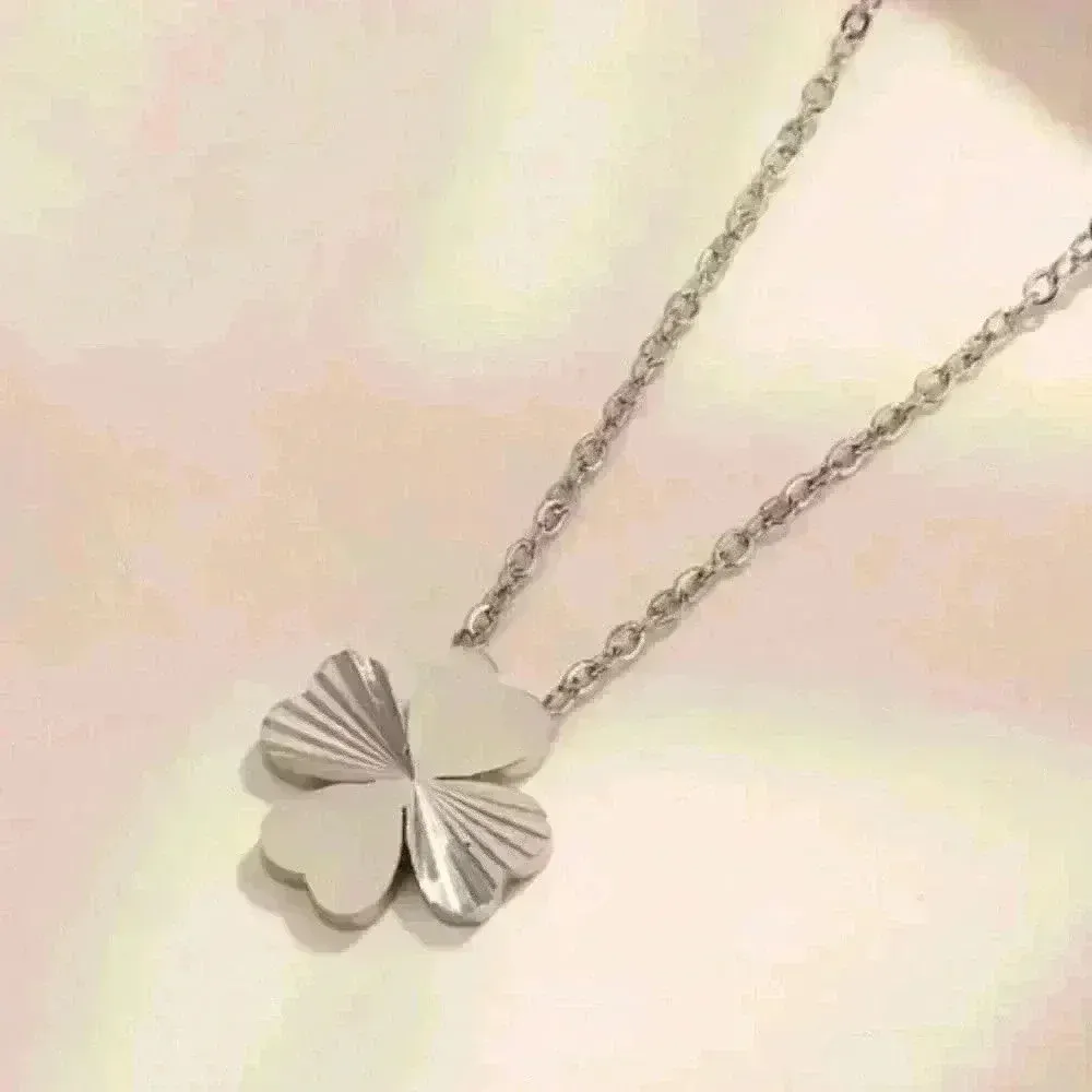 Darla Four Leaf Clover Pendant Necklace in Silver - Image 3