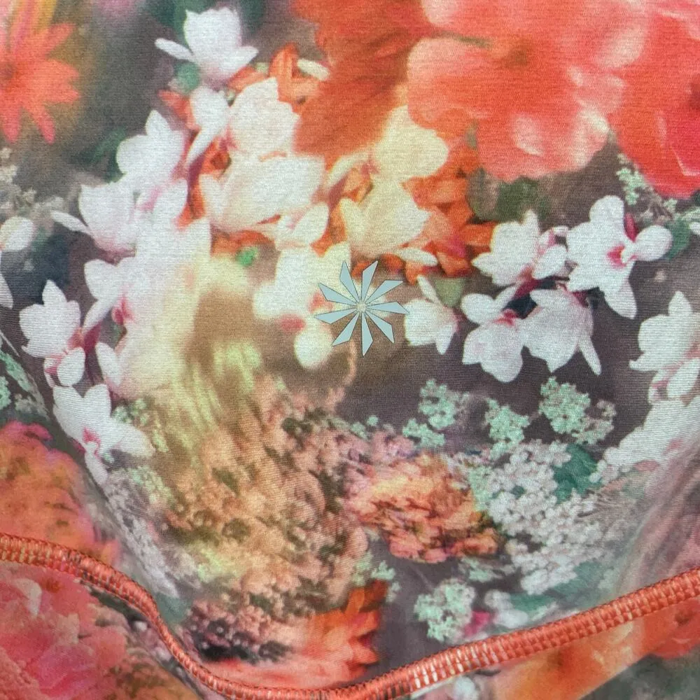 Athleta Pink Floral Renewed Bloom Salutation Stash Pocket 7/8 Leggings Sz.L - Image 14