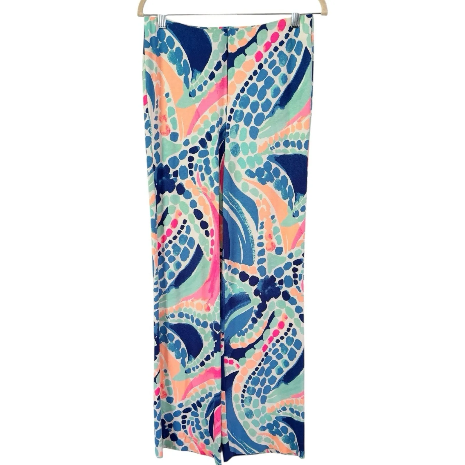Lilly Pulitzer Georgia May Palazzo Pants Ocean Jewels Blue Print Pull On Small - Image 2
