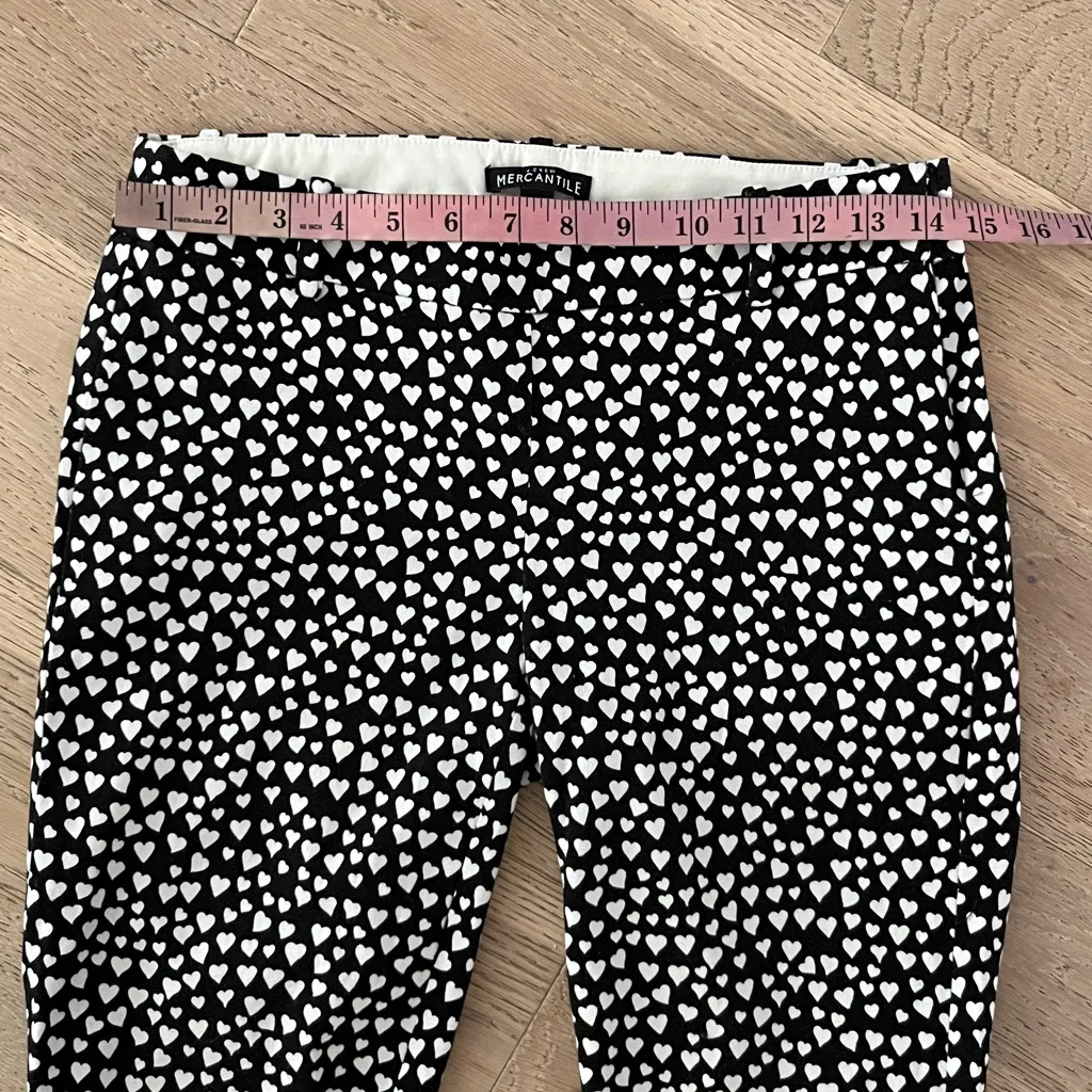 J.Crew Mercantile Heart Print Ankle Pants Black White Cotton Stretch Size 2 - Image 7