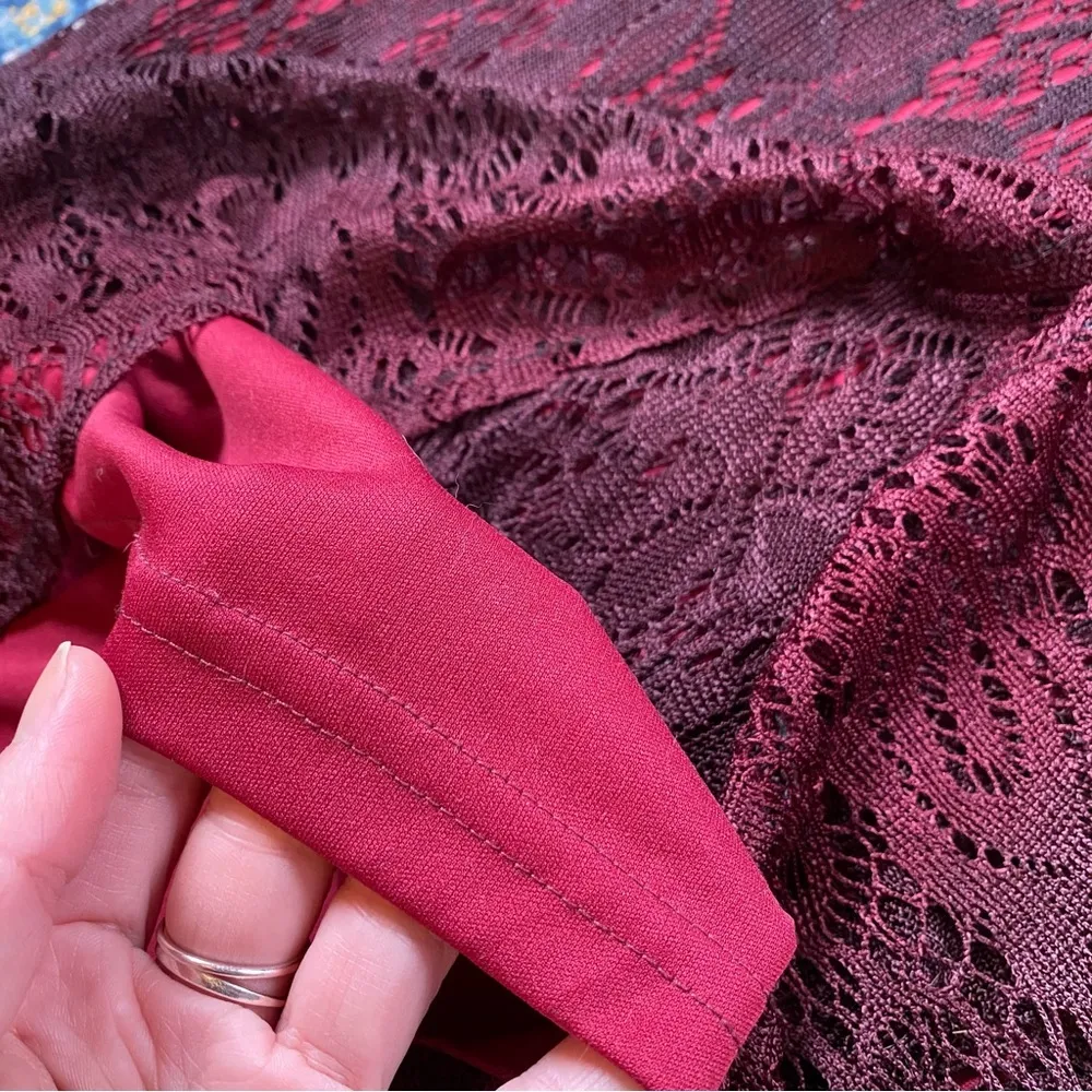 Vintage 90s Breakin’ Loose Burgundy Lace Dark Romance Gothic Glam Maxi Dress Black Size undefined - Image 8