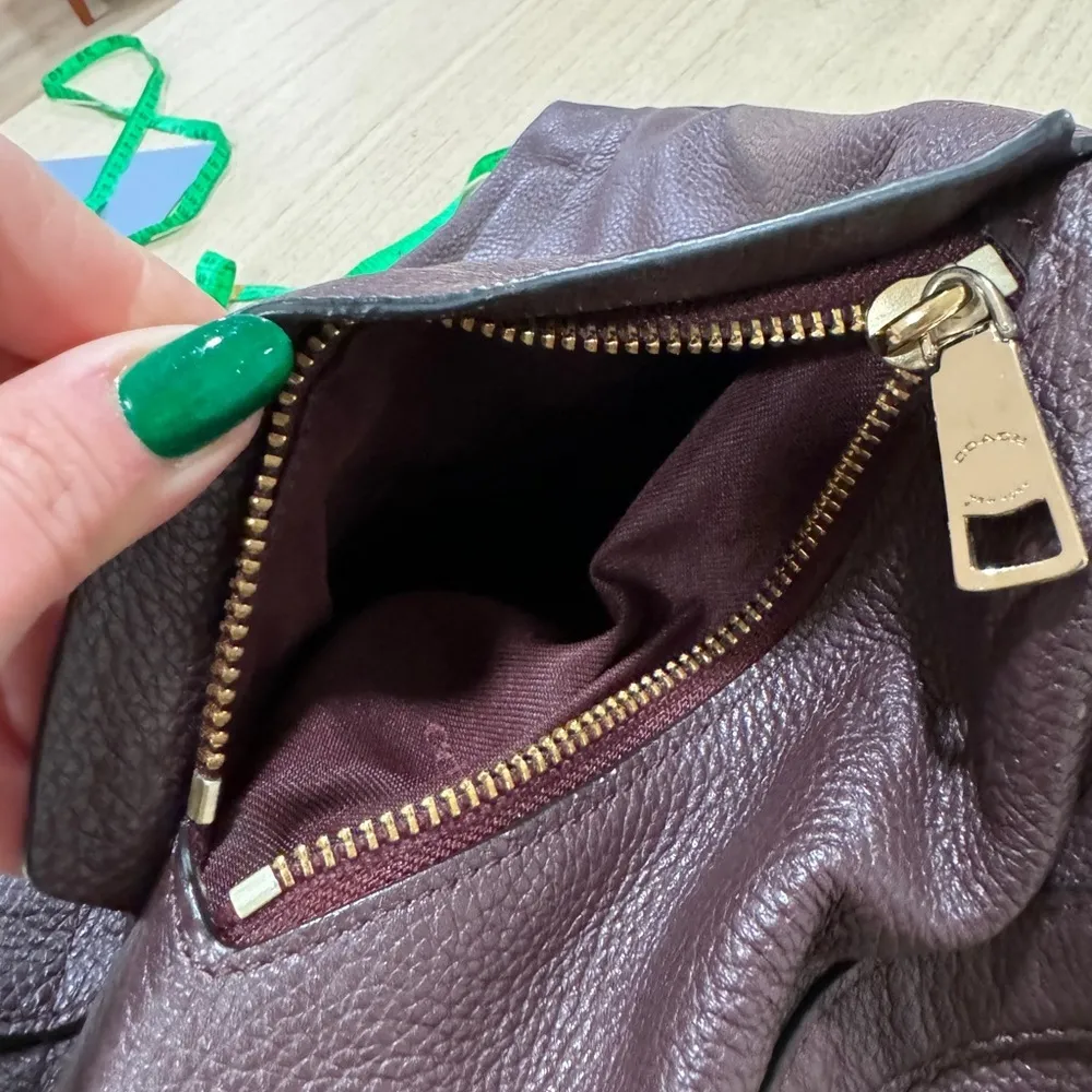 Coach Scout Hobo shoulder bag pebble leather pockets plum chocolate brown - Image 12