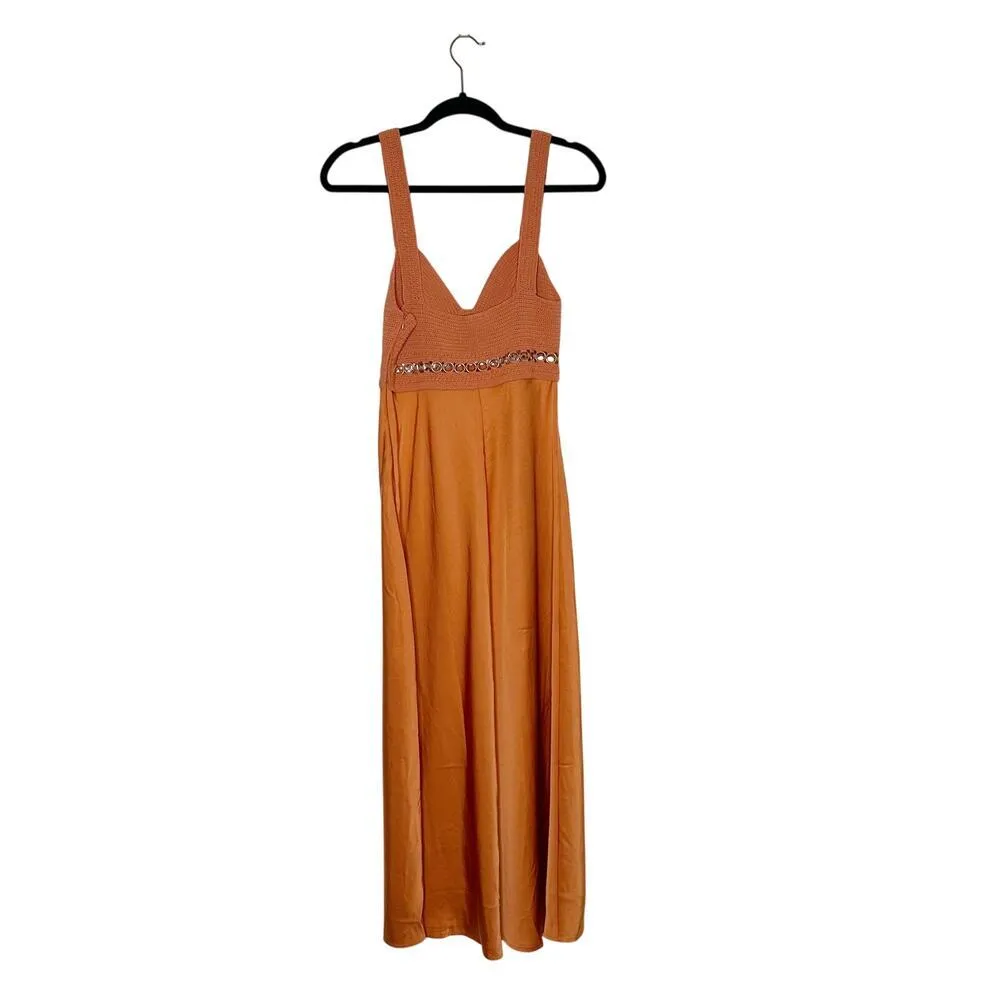 NWT ALC Talia Satin Midi Dress Women's Burnt Terracotta Size 6 - Image 3