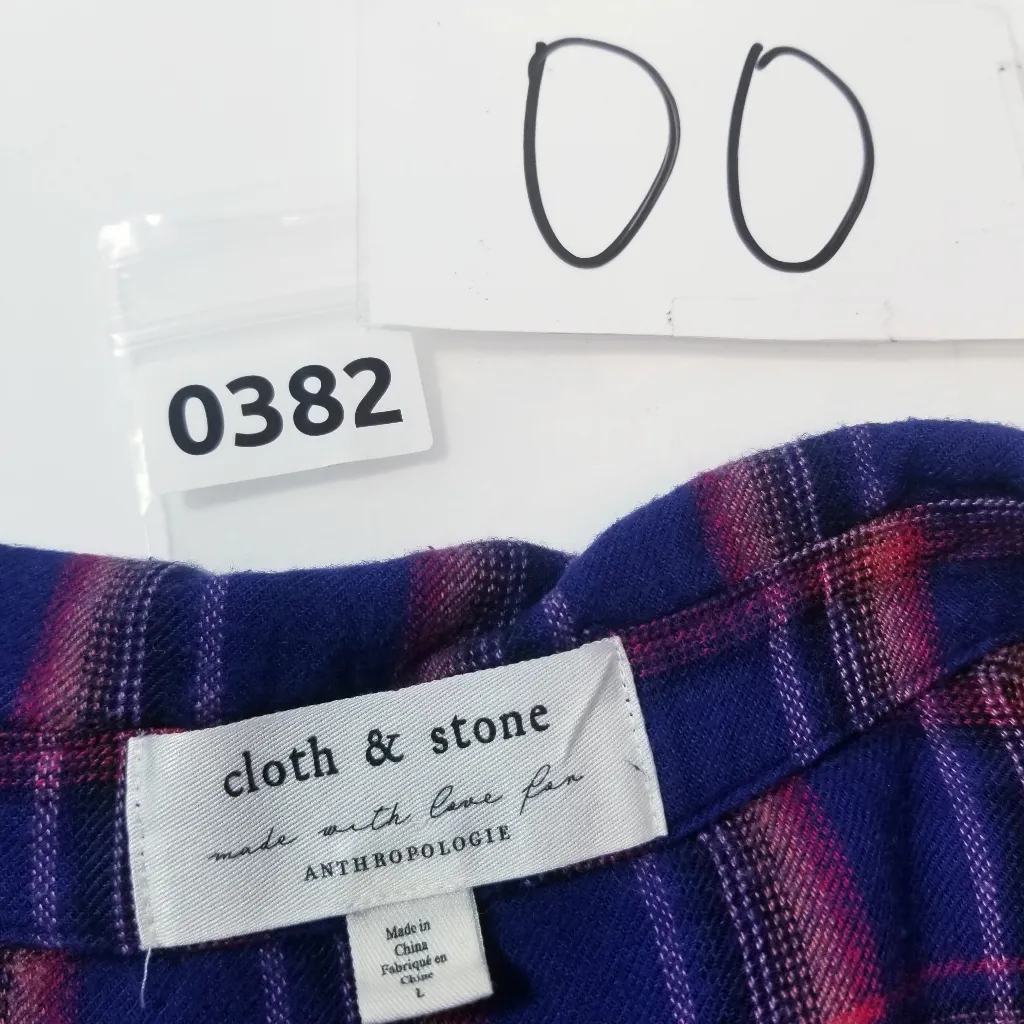 Anthropologie Cloth & Stone Blue and Red Plaid Button-Up Shirt Long Sleeves - Image 10