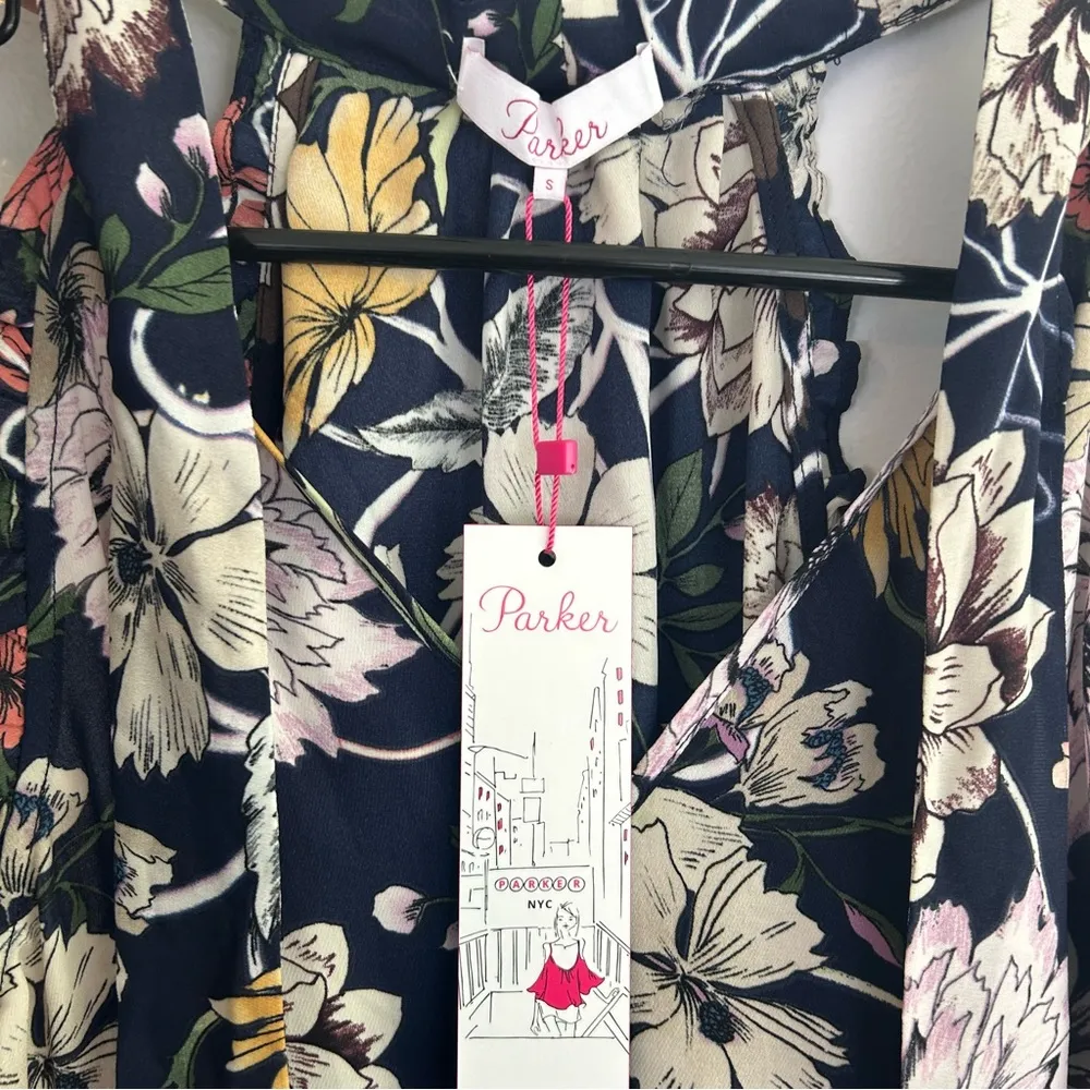 NWT Parker Floral Tie Neck Sleeveless Aquarius Blooms Blouse/Tank Size Small - Image 9