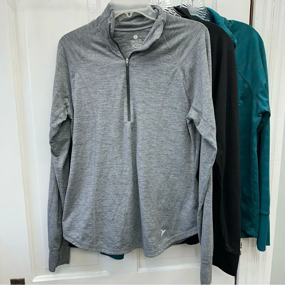 3‎ long sleeve athletic 1/4 zip running tops shirts sweatshirts. women's large. Gray - Image 3