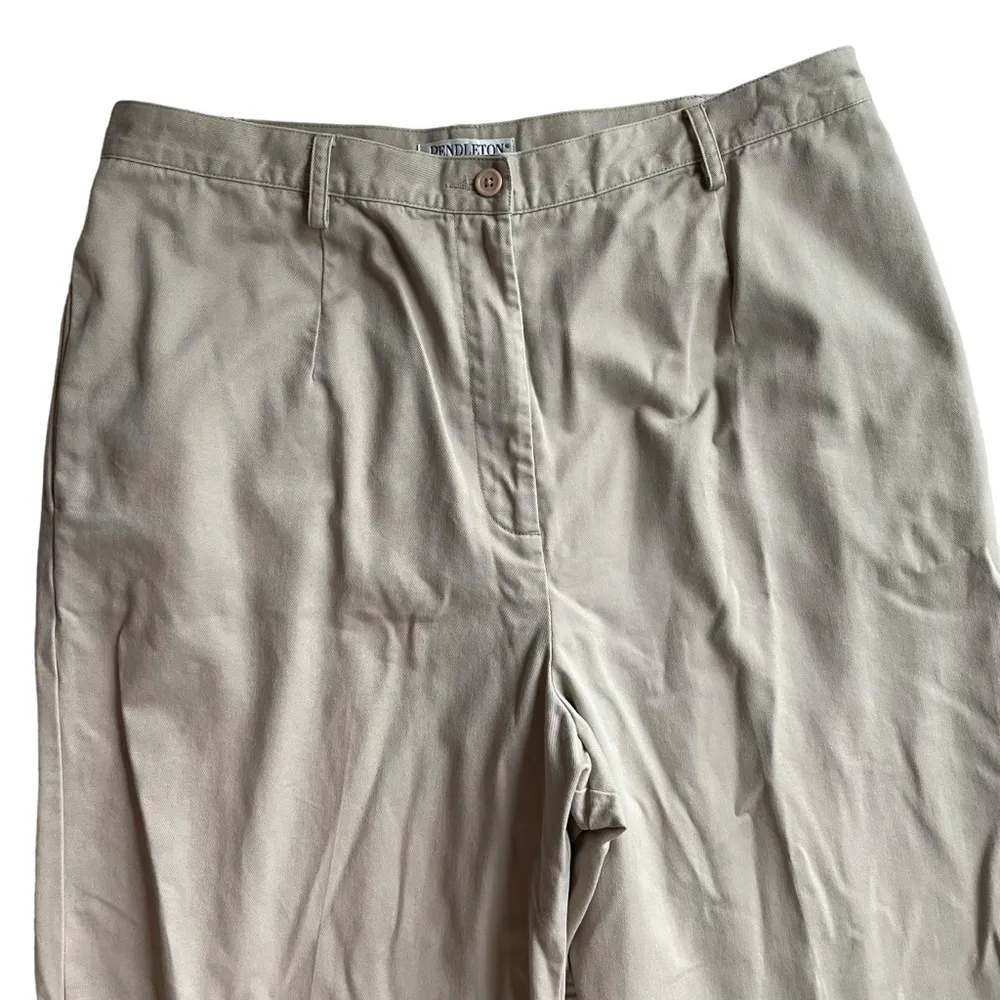 Pendleton Khaki Trouser Pant Tan Brown Beige Size 14 Office Business Casual 32L - Image 2
