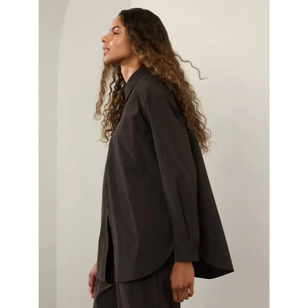 Athleta M Midday Relaxed Shirt Truffle Brown Medium - Image 3