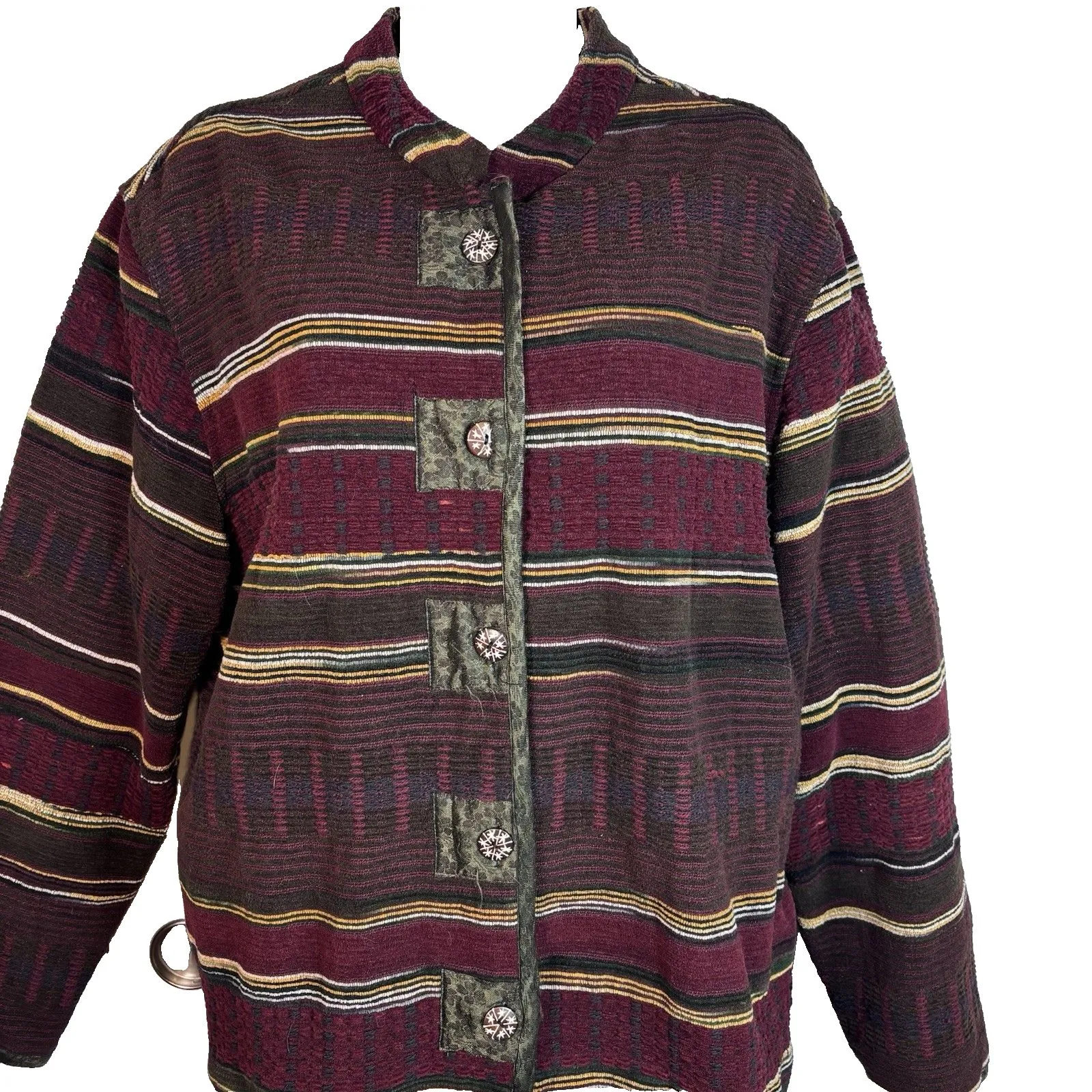 Vintage White Stag Jacket Women's Striped Tapestry Blazer Toggle Japanese Large - Image 3