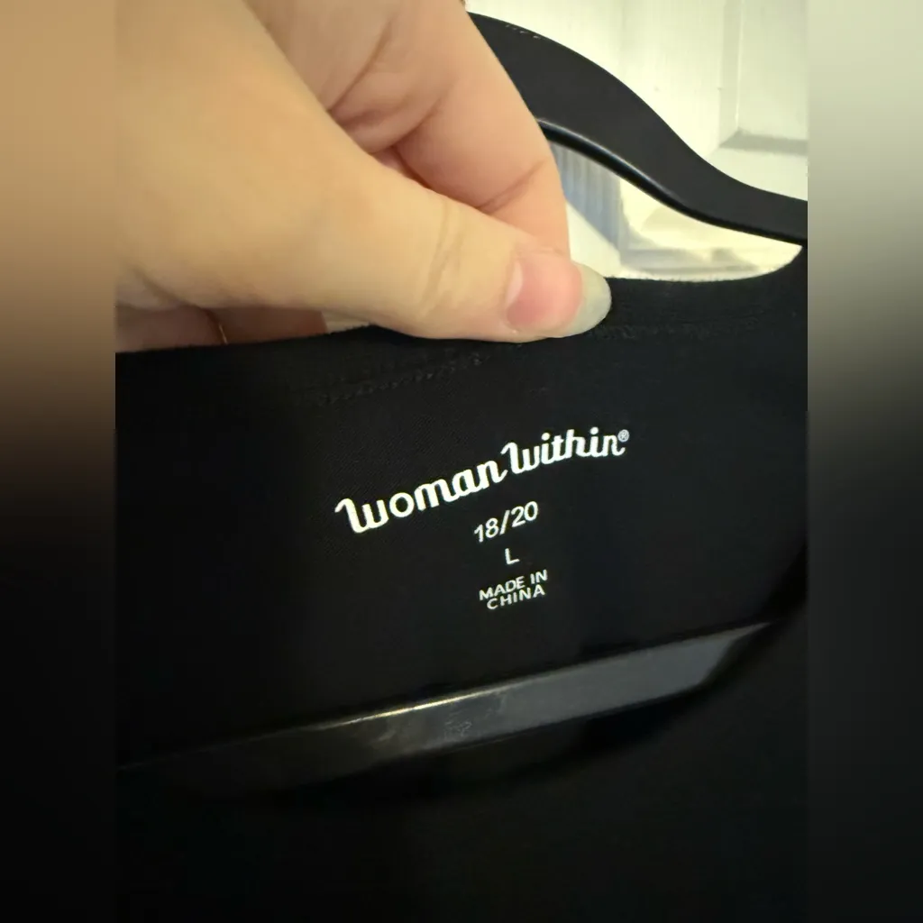 Woman Within Plus Size Holiday Graphic Tee Christmas Trees Black Shirt Large - Image 5