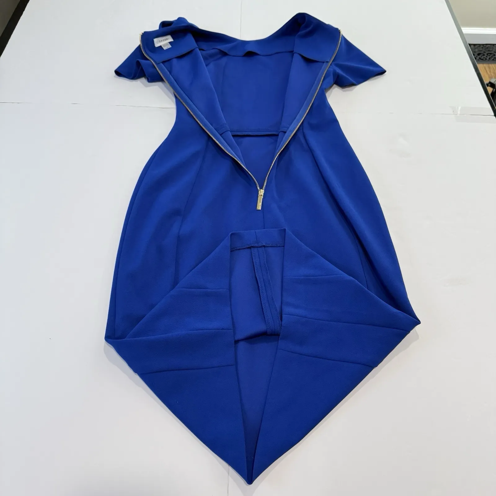 Calvin Klein Royal Blue Puff Sleeve Stretch Crepe Sheath‎ Dress Size 2 - Image 8