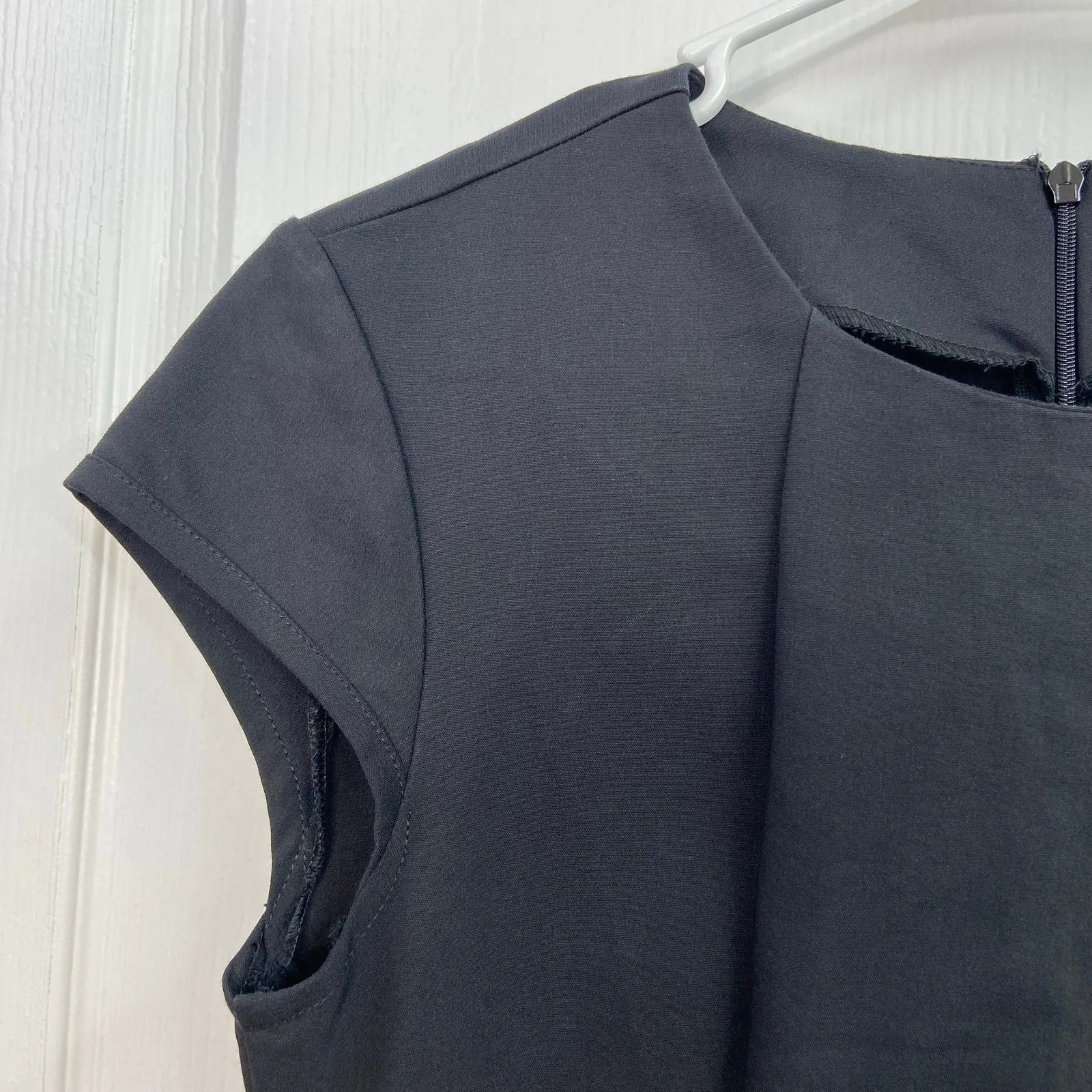 Trafaluc ZARA black beaded jeweled sheath cap sleeve stretch business dress M Size M - Image 2