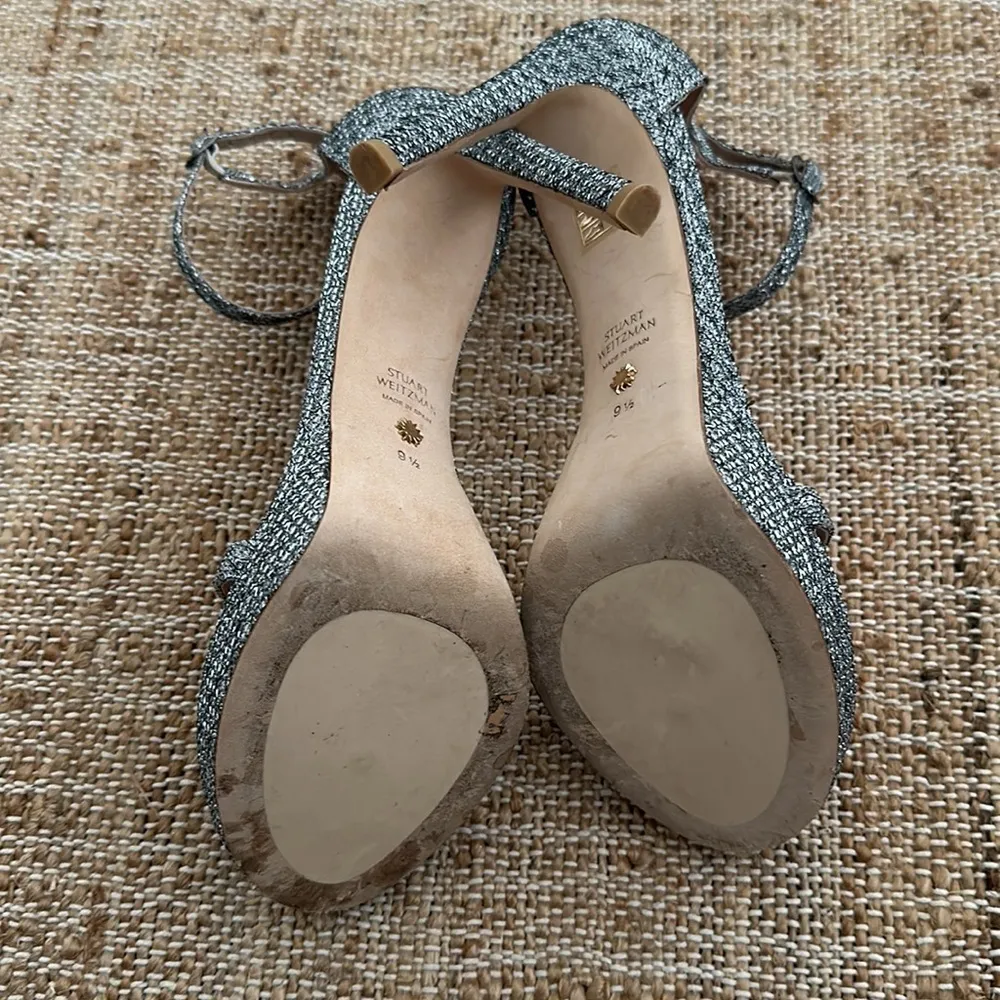 Stuart Weitzman Nudist Disco Heel Silver Metallic Platform Stiletto 9.5 - Image 5
