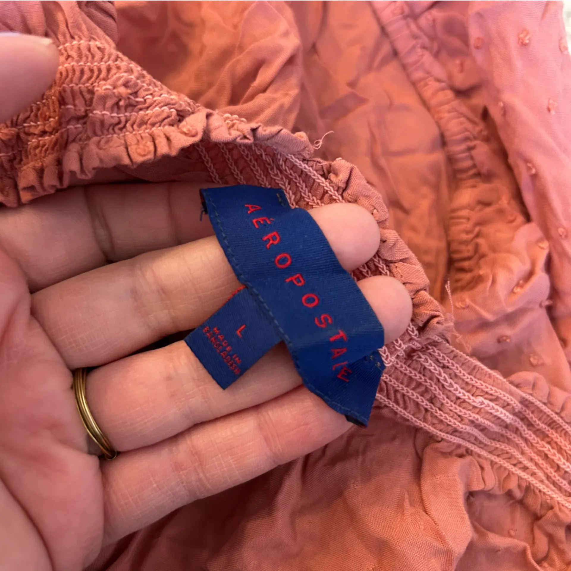 Aeropostale Dusty Rose Pink Long Sleeve Lightweight Cropped Swissdot Blouse Lrg - Image 5