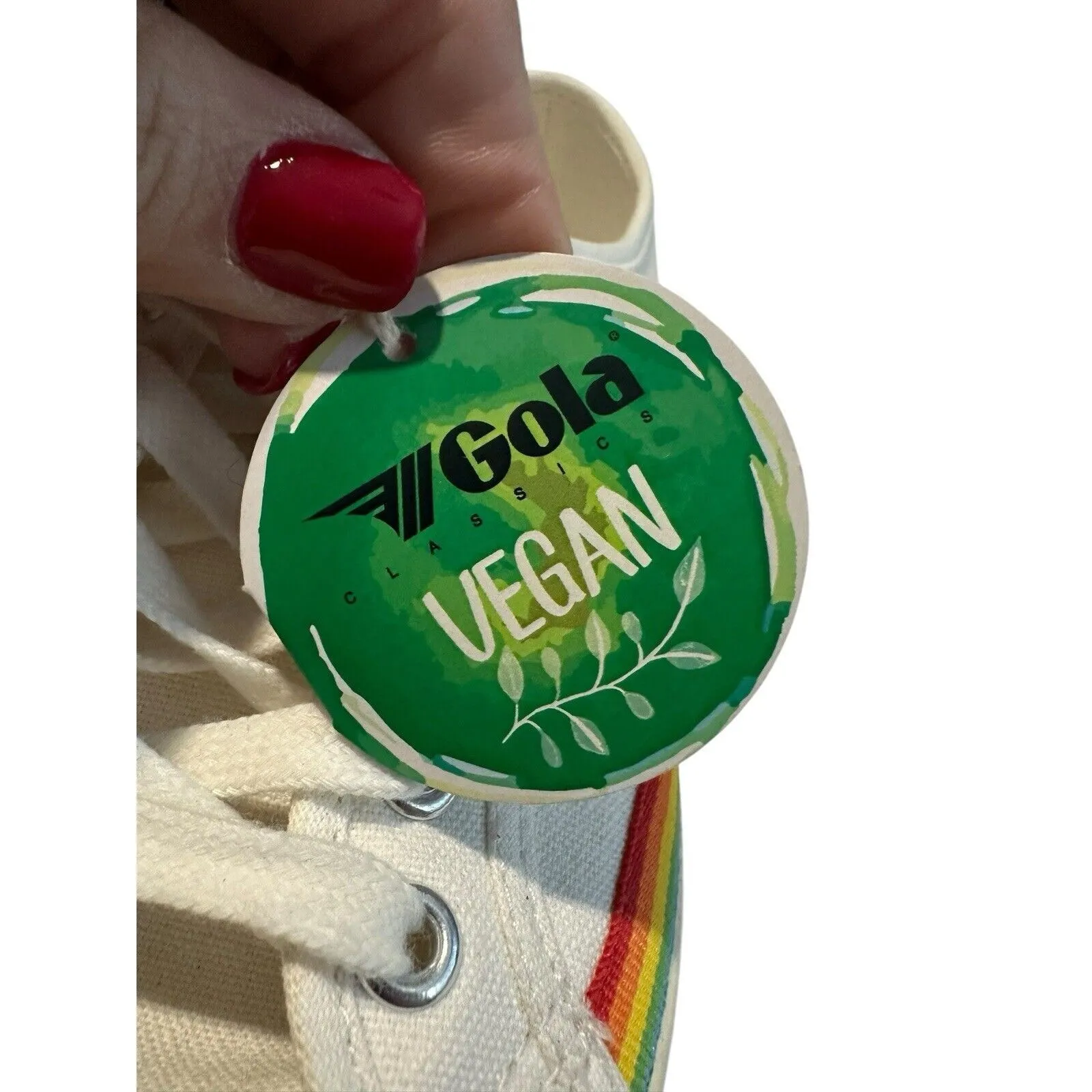 Gola Women’s Size 8 Coaster Sneaker Off White Rainbow Drop Striped #S1 - Image 11