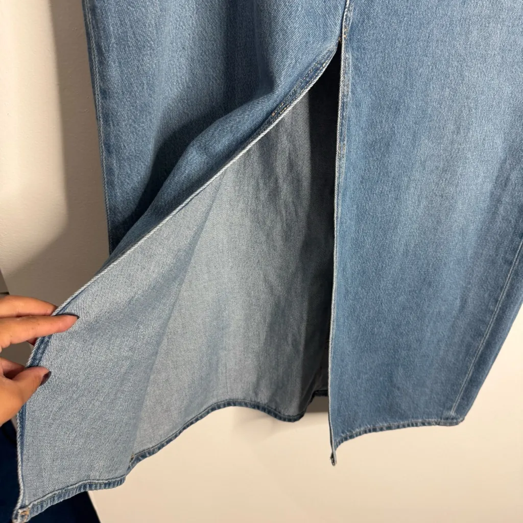 NWOT Old Navy Mid Rise Column Slit Denim Maxi Skirt In Maca Blue Size 16 - Image 8