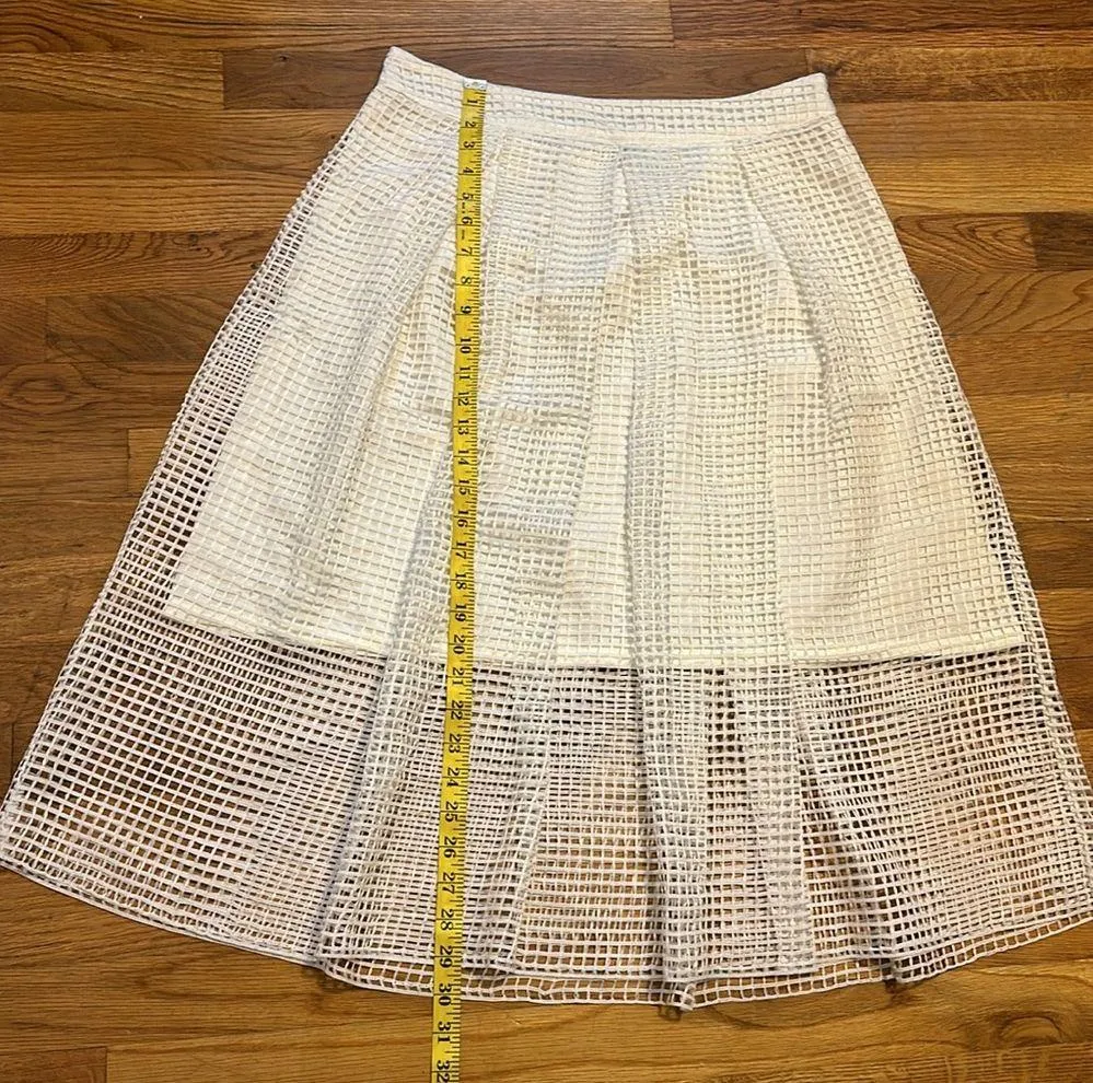 Women’s 10 Pleated White Mesh Zipper Mini Midi Skirt - Image 3