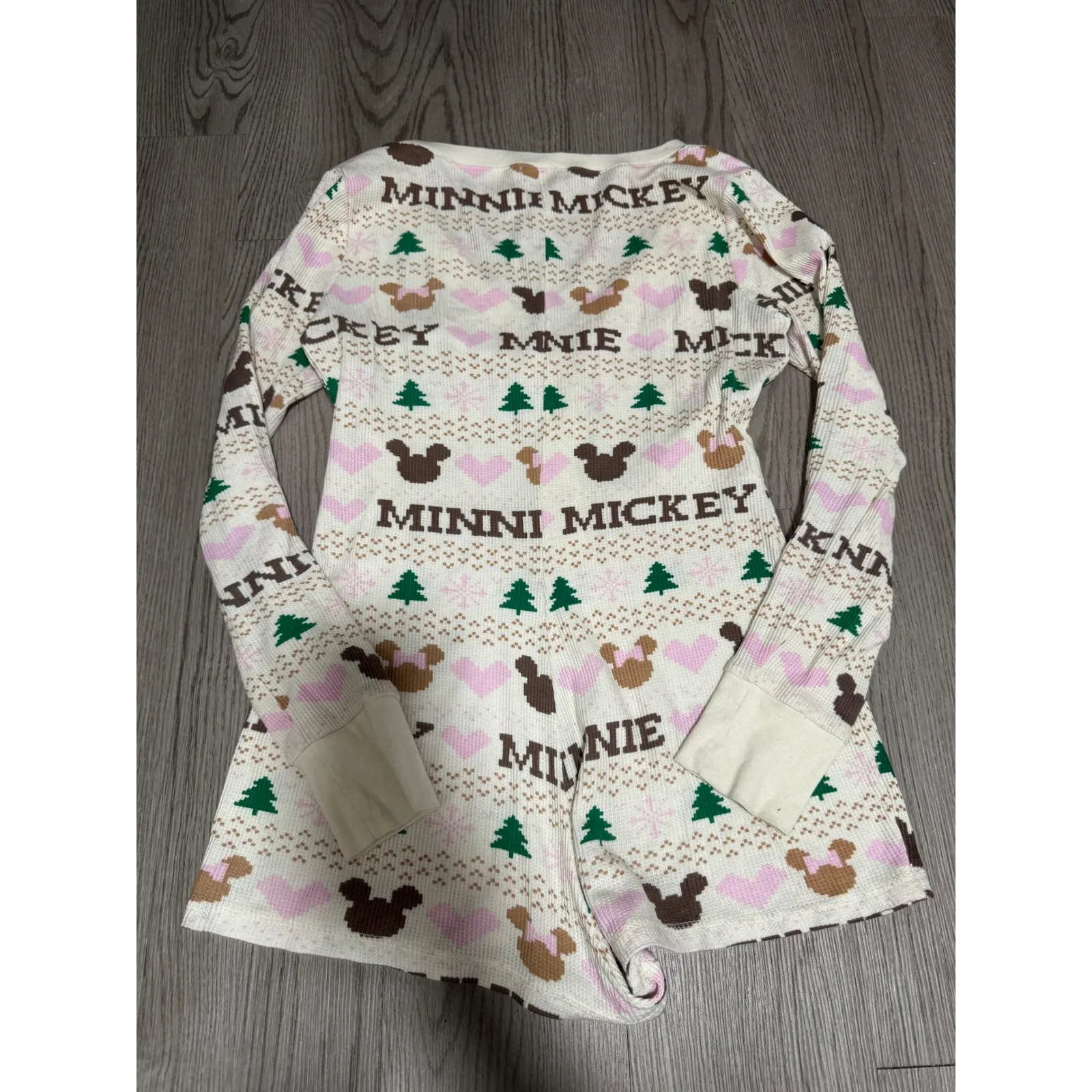 Minnie Mouse Mickey Mouse Pajama Romper One Piece Sleepwear Women's Medium White - Image 3