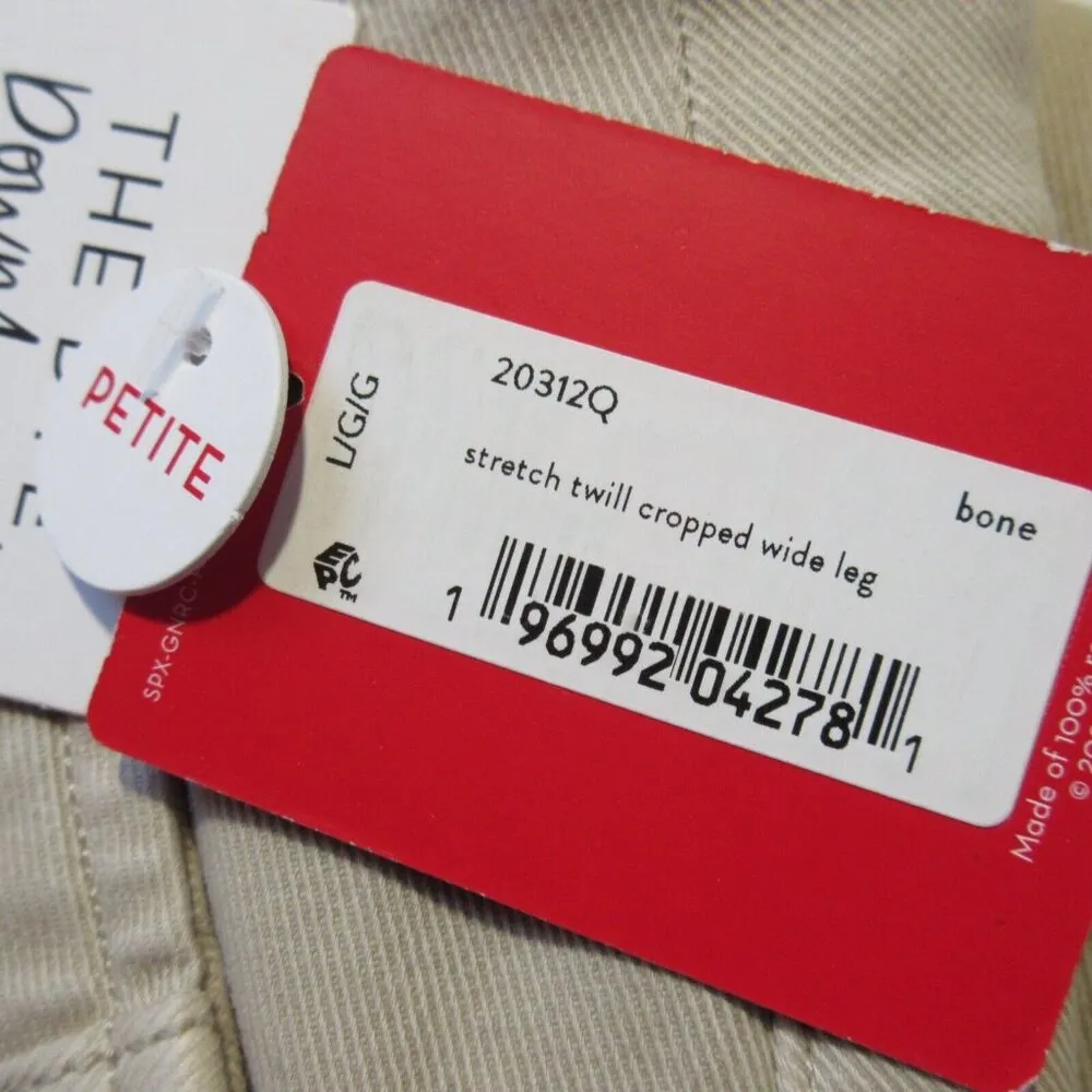 NWT SPANX 20312Q Stretch Twill Cropped Wide Leg in Bone Beige Khaki Pants PL - Image 3