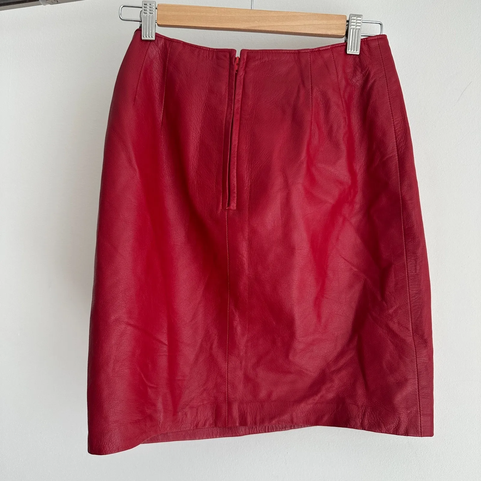 Vintage Evan Arpelli Skirt Small Red Leather Pencil High Rise 80s Party Cocktail - Image 6