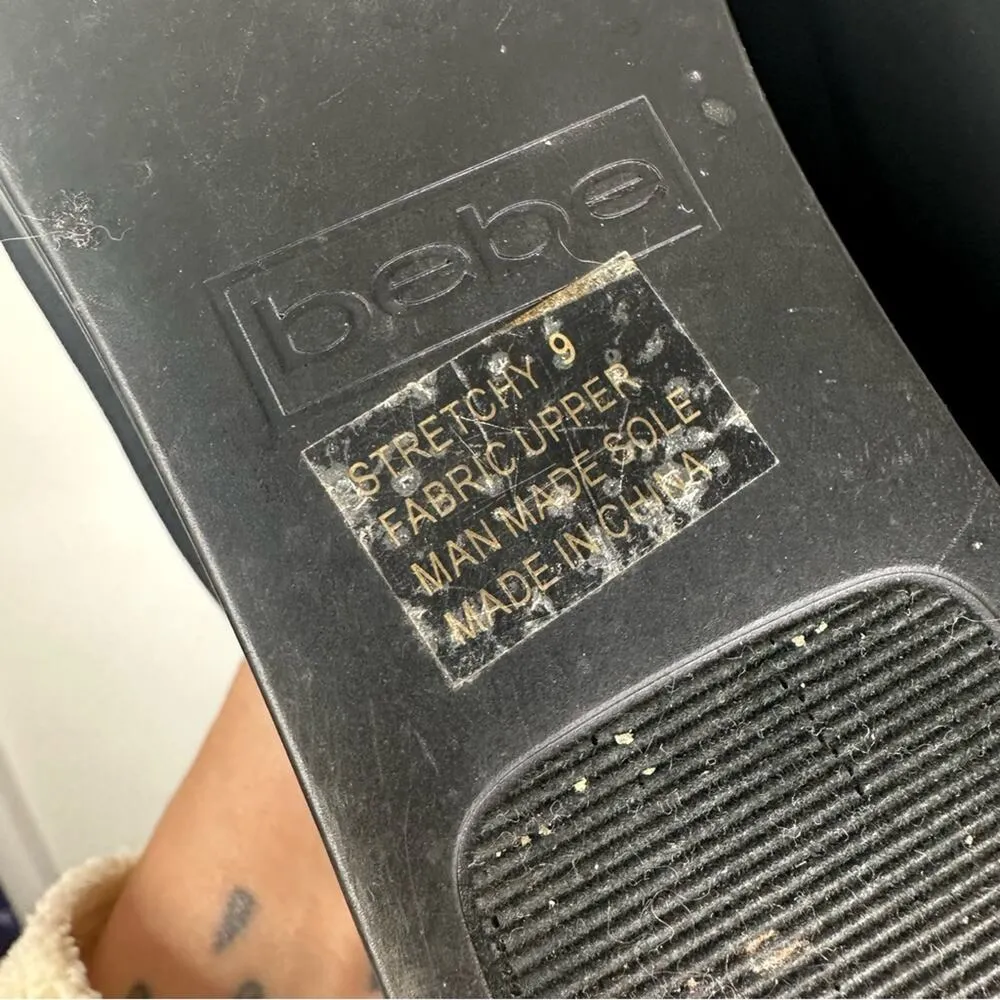 Bebe Size 9 Y2K 90s Black Slinky Platform Stretch Slide Sandals - Image 6