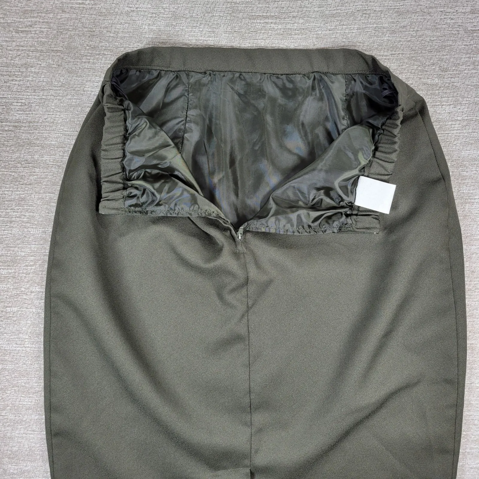 VTG Danny & Nicole Skirt Suit Size 10P Olive Green Houndstooth Vest Pencil Work - Image 8