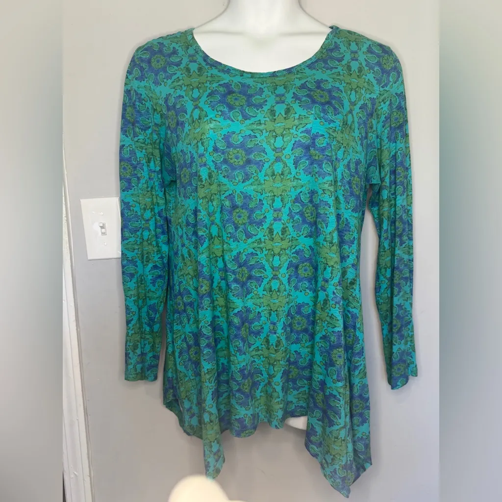 Fresh Produce Teal Patterned Handkerchief Hem Tee - Image 2