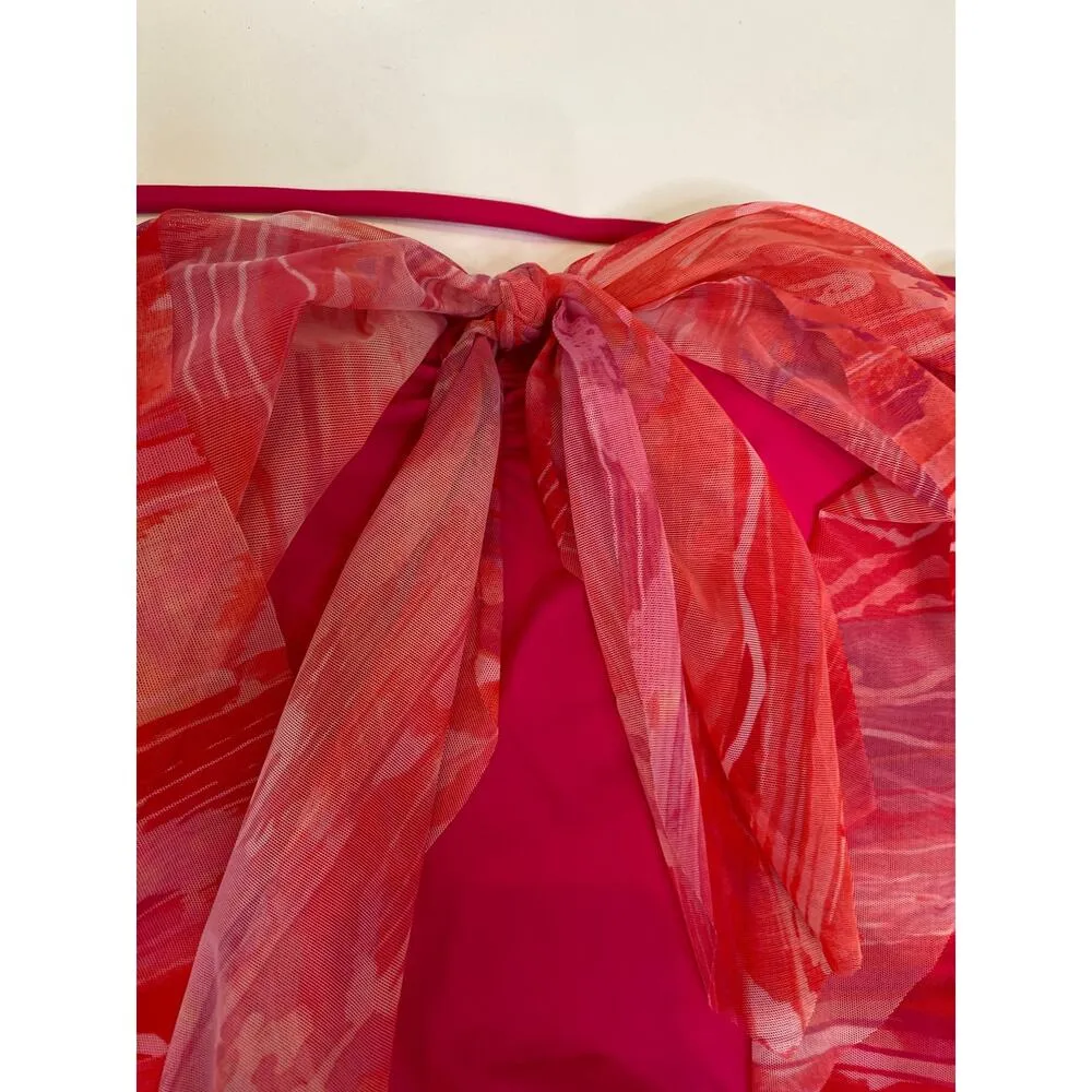 LRL One Piece Pink Red Halter Calypso Ikat Flyaway Bathing Suit NWT Sz 4 Women - Image 8