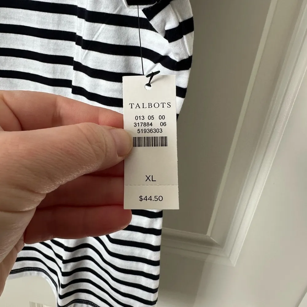 Talbots Pins Cascade Crewneck Tee-Hartswell Stripe Size XL - Image 3
