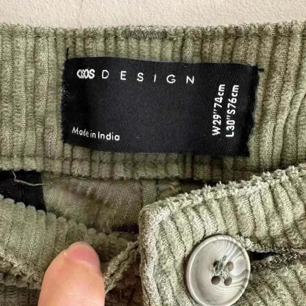 ASOS Design Green Corduroy Pants, W29" L30", Fall Teacher Women’s Casual Pants - Image 10